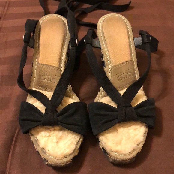 UGG Shoes - UGG WEDGE ANKLE WRAP SANDALS